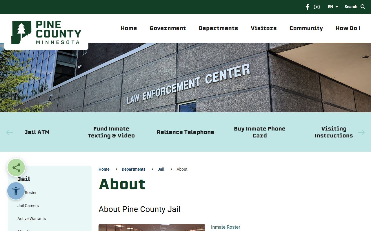Pine County Jail capacity and inmate housing information